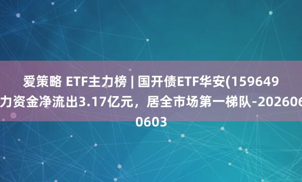 爱策略 ETF主力榜 | 国开债ETF华安(159649)主力资金净流出3.17亿元，居全市场第一梯队-20260603